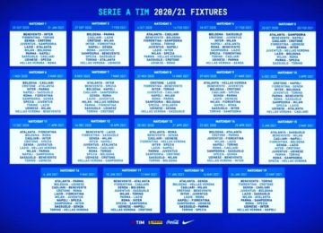 Serie A 2020/2021: il calendario completo dalla 1.ma alla 38.ma giornata