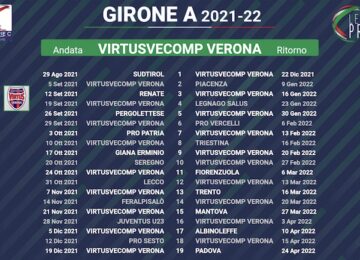 calendario virtusvecomp verona 2021-2022