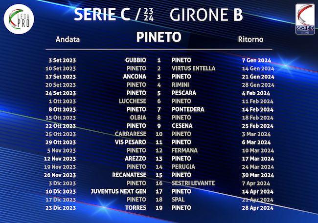 calendario pineto calcio 2023-2024